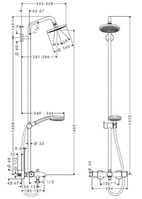 Croma 100 Showerpipe Душова система з термостатом — Photo 1