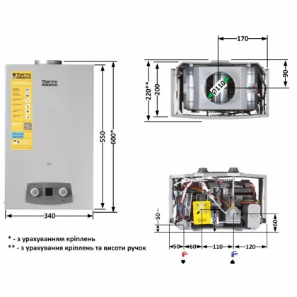 Колонка газова димохідна Thermo Alliance JSD20-10NQB SILVER 10 л EURO+ — Photo 1