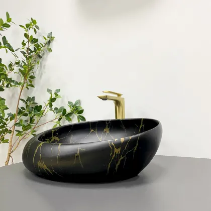 Умивальник (раковина) VBI VALIANO MARBLE BLACK MATT накладний — Photo 2