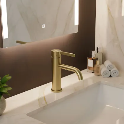 Змішувач для раковини REA FOSTER BRUSHED GOLD низький — Photo 2