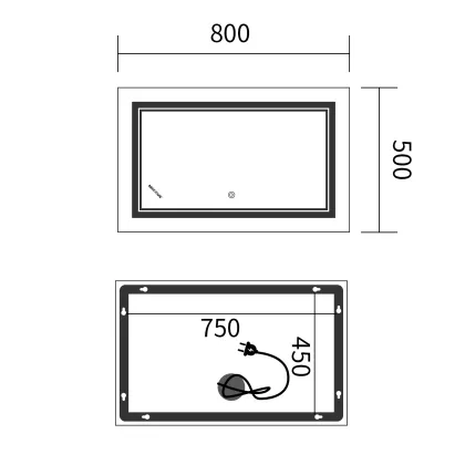 Дзеркало Mixxus Premium QUADRO MR20-50x80-Reverse з Led Touch, Anti-fog, димером, регулятором яскравості (MP6620) — Photo 7