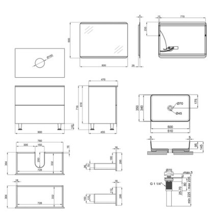 Комплект меблів для ванної Qtap Tern тумба + раковина + зеркало QT044VI43013 — Photo 1