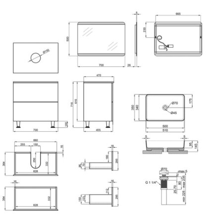 Комплект меблів для ванної Qtap Tern тумба + раковина + зеркало QT044VI43015 — Photo 1