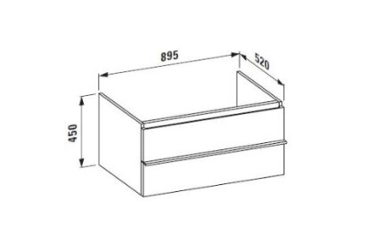 CASE тумба 89,5*52*23/45см, з 2-ма висувними скриньками, з сифоном, відкрита зверху та з тилу, світлий дуб — Photo 1