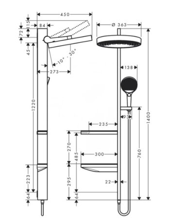 Rainfinity Showerpipe Душова система 360 1jet прихованого монтажу, білий матовий — Photo 1