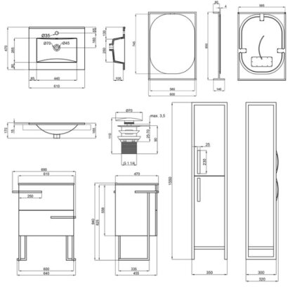 Комплект меблів для ванної Qtap Taurus тумба з раковиною + зеркало + пенал QT044TA42960 — Photo 1