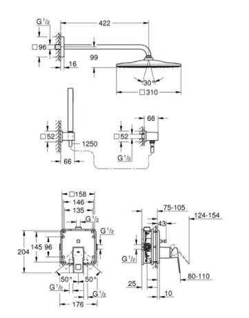 Душова система зі змішувачем GROHE EUROCUBE 25238000 — Photo 1