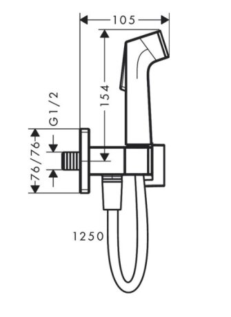 HANSGROHE Е гігієнічний душ, зі шлангом 1,25 м та тримачем, колір чорний матовий — Photo 1