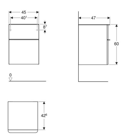 SMYLE SQUARE тумба 45*60*47см, з 2мя ящ., колір пісочно-сірий/фарбований високоглянцевий, пісочно-сірий/з матовим порошковим покриттям — Photo 1