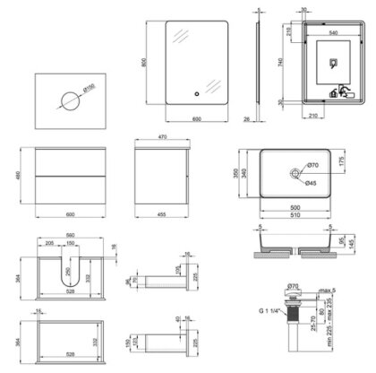 Комплект меблів для ванної Qtap тумба + раковина + зеркало QT044VI43005 — Photo 1