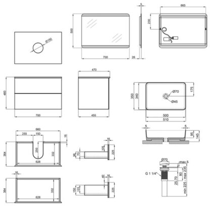 Комплект меблів для ванної Qtap Tern тумба + раковина + зеркало QT044VI43006 — Photo 1