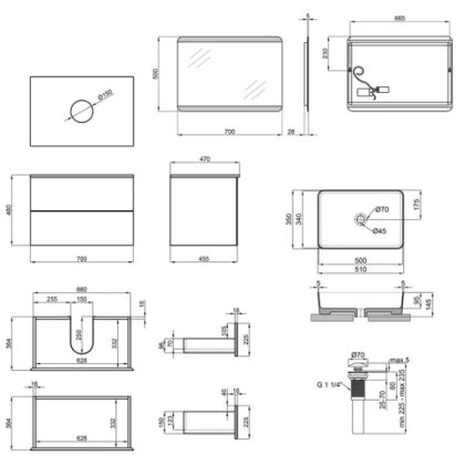 Комплект меблів для ванної Qtap Tern тумба + раковина + зеркало QT044VI43009 — Photo 1