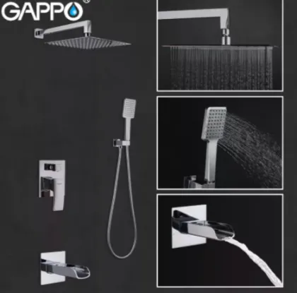 Вбудована душова система GAPPO G7107-20, вилив - перемикач на лійку, 3-функції, хром — Photo 1