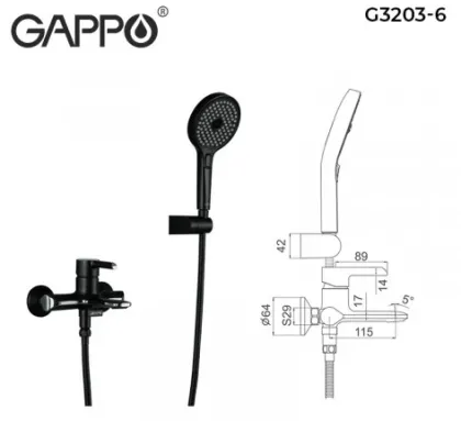 Змішувач для ванни GAPPO G3203-6, чорний/хром — Photo 2