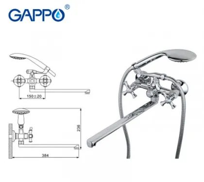 Змішувач для ванни GAPPO G2242, хром — Photo 1