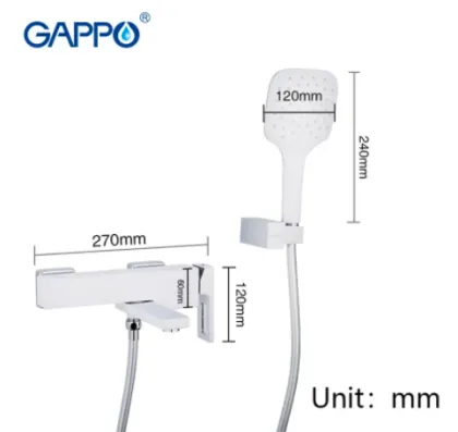 Змішувач для ванни GAPPO G3217-8, білий/хром — Photo 2