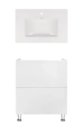 Комплект Qtap підлогова тумба Tern 700х725х437 мм White + раковина урізна Albatross New QT71TE44091