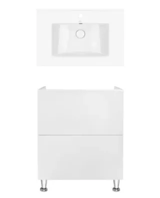 Комплект Qtap підлогова тумба Tern 700х725х437 мм White + раковина урізна Albatross QT71TE44089