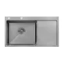 Мийка для кухні з крилом інтегрована ліва Lidz Handmade H7849L (LDH7849BRUL45592) Brushed Steel 3,0/1,0 мм — Photo 2