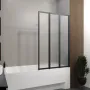 Шторка на ванну трьохелементна Style 1000х1500мм (right) black matt, скло 4мм grape — Photo 5
