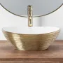 Умивальник (раковина) REA SOFIA BRUSHED GOLD WHITE накладний * — Photo 10