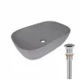 Раковина накладна Qtap Robin 600x390x150 мм, Stone grey, прямокутна, з донним клапаном QTROB188SG49786 — Photo 5