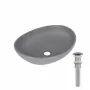 Раковина накладна Qtap Dove 415x340x140 мм, Stone grey, овальна, з донним клапаном QTDOV188SG49783 — Photo 5