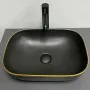 Умивальник (раковина) VBI RAVENNA BLACK MATT GOLD EDGE накладний — Photo 6