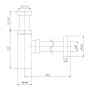 Сифон для умивальника колбовий, квадрат, без донного клапана, латунь, хром, 1 1/4, патрубок Ø32 мм — Photo 3