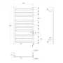 i-HEAT рушникосушарка електро, 120W, 500 * 900мм, AISI 304, 10п. (3-4-3) напівовал, стійки квадрат, таймер, терморегулятор, сталь сатин, правий — Photo 4