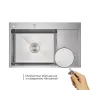 Мийка для кухні інтегрована Lidz Handmade Max 500 H7849R Brushed Steel, 3,0/1,0 мм, крило праворуч, збільшена чаша LDH7849RBRU49464 — Photo 12
