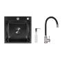 Lidz: мийка H4545 Black PVD Decor 2,5/0,5 мм + Змішувач Aria для кухні з гнучким виливом (k35) Black — Photo 2