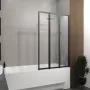 Шторка на ванну трьохелементна Style 1000х1500мм (right) black matt, скло 4мм clear — Photo 5