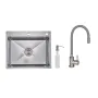 Lidz: мийка H6050H інтегрована Decor Honeycomb 2,5/0,5 мм LDH6050DEC48370 + Змішувач Aria для кухні з гнучким виливом (k35) Grey — Photo 2