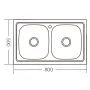 Мийка кухонна ZERIX Z8050D-08-180E DOUBLE (satin) (ZM0569) — Photo 5