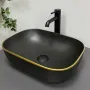 Умивальник (раковина) VBI RAVENNA BLACK MATT GOLD EDGE накладний — Photo 5