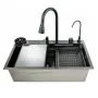 Мийка для кухні багатофункціональна ZERIX ZH7546-SET-06 MICRO DECOR GRAPHITE з нерж. сталі (ZM5587) — Photo 4