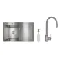 Lidz: мийка H7849R інтегрована крило справа Brushed Steel 3,0/1,0 мм + Змішувач Aria для кухні з гнучким виливом (k35) Grey — Photo 2