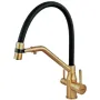 Змішувач для кухні ZERIX MAG-021 BRUSHED GOLD REFL.BLACK з силіконовим виливом, з нерж.сталі SUS304 з виходом для питної води (колір матове золото, вилив чорний) (ZX6007) — Photo 7