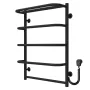 Рушникосушарка електрична Стандарт з полицею П5 500х700 Deffi фарбована сталь (Чорний, EF16, Праве підключення) — Photo 4