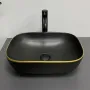 Умивальник (раковина) VBI RAVENNA BLACK MATT GOLD EDGE накладний — Photo 7