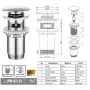 Донний клапан для раковини Koer PW-07-01 1 1/4'' з переливом автоматичний СLICK-СLACK (Колір хром) (KR5782) — Photo 13