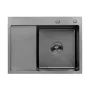 Мийка для кухні з крилом інтегрована права Lidz Handmade H6350BR (LDH6350BRPVD45590) Brushed Black PVD 3,0/1,0 мм — Photo 2