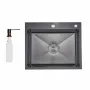 Lidz Handmade H6050HB Мийка для кухні інтегрована Decor Black PVD Honeycomb 2,5/0,5 мм LDH6050BDECPVD48371 — Photo 3