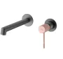 IMEX LINE MATT GRAY/CHAMPAGNE Змішувач для умивальника зі стіни, матовий сірий/шампань — Photo 4