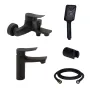 Комплект змішувачів для ванни Qtap Nihonto Black Matt QTNH3022101DCB+QTNH1022101CB з лійкою, шлангом та кронштейном — Photo 9