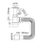 Сифон для умивальника, PP, колбовий, з литим випуском, сітка випуску Ø65 мм, пробка, штуцер для техніки, гофра Ø40/50 мм до 800 мм — Photo 4