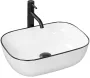 Умивальник REA MARBEL WHITE BLACK EDGE накладний * — Photo 6