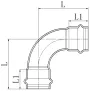 Коліно 90° дворозтрубне Koer KQ.L18-2 Press-Inox AISI 304 18x18 (KR6400) — Photo 3