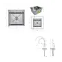 Lidz: мийка H5050H інтегрована Decor Honeycomb 2,5/0,5 мм LDH5050DEC48365 + Змішувач Aria для кухні з гнучким виливом (k35) Grey — Photo 3
